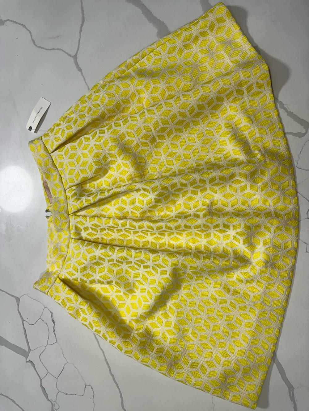 Anthropologie Yellow & White Geometric Circle Skirt